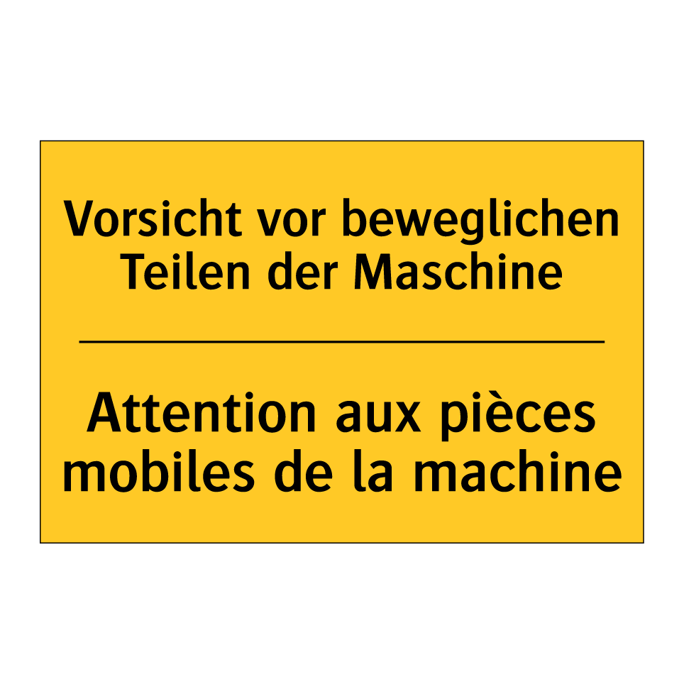 Vorsicht vor beweglichen Teilen /.../ - Attention aux pièces mobiles de /.../