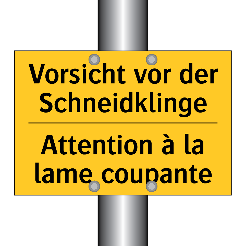Vorsicht vor der Schneidklinge - Attention à la lame coupante