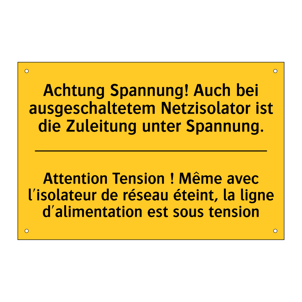 Achtung Spannung! Auch bei ausgeschaltetem /.../ - Attention Tension ! Même avec /.../