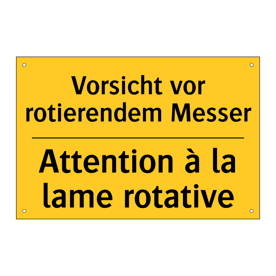 Vorsicht vor rotierendem Messer /.../ - Attention à la lame rotative