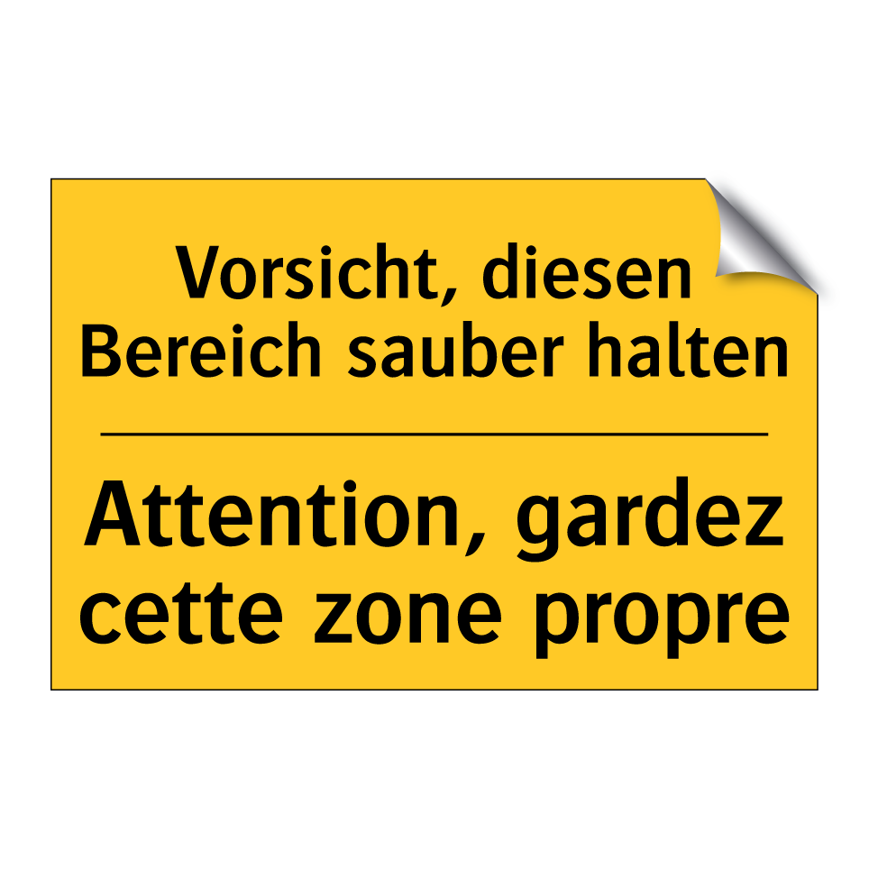 Vorsicht, diesen Bereich sauber /.../ - Attention, gardez cette zone propre /.../
