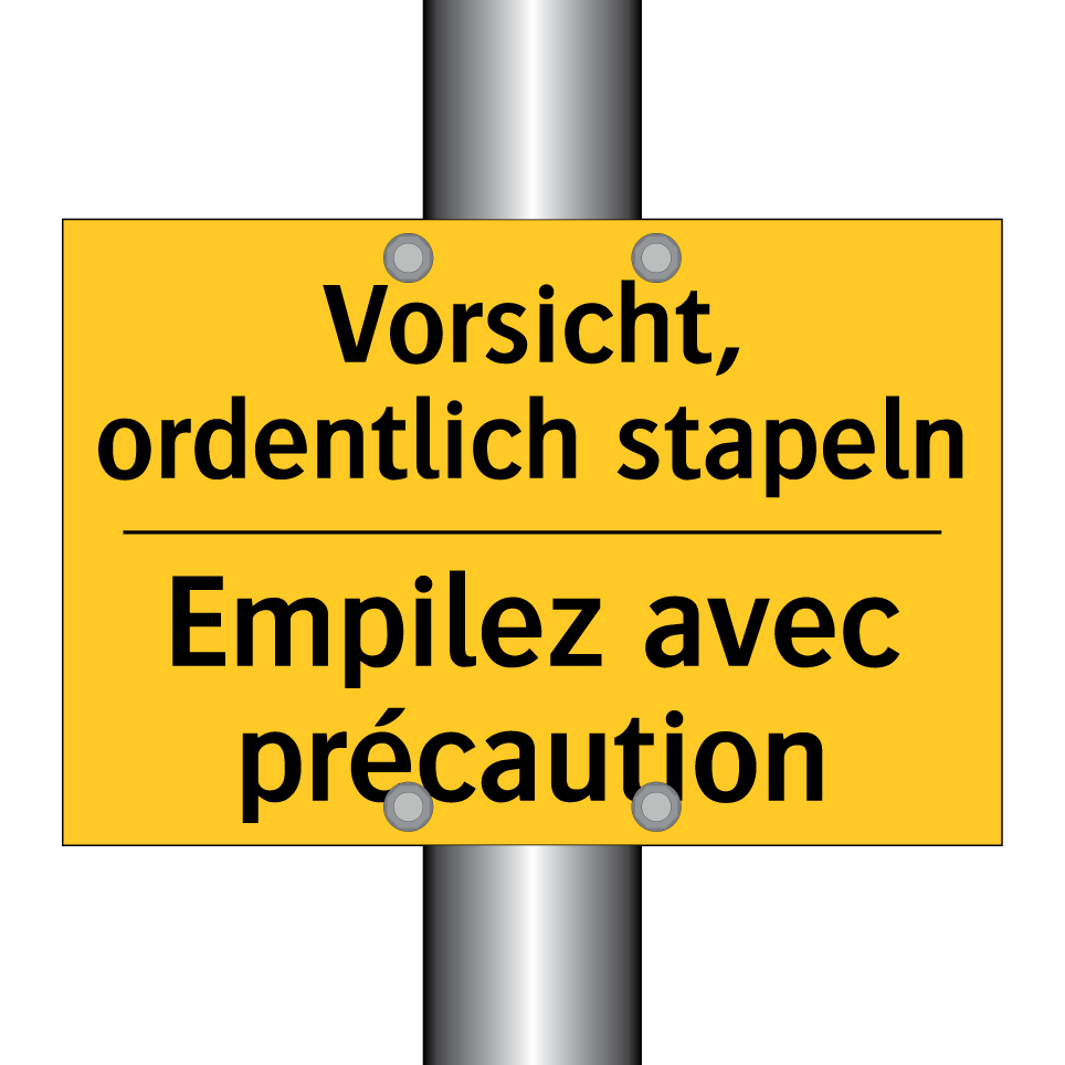 Vorsicht, ordentlich stapeln - Empilez avec précaution