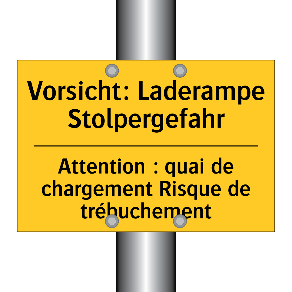 Vorsicht: Laderampe Stolpergefahr /.../ - Attention : quai de chargement /.../