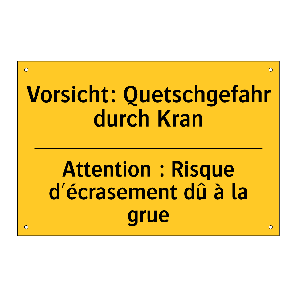 Vorsicht: Quetschgefahr durch /.../ - Attention : Risque d'écrasement /.../