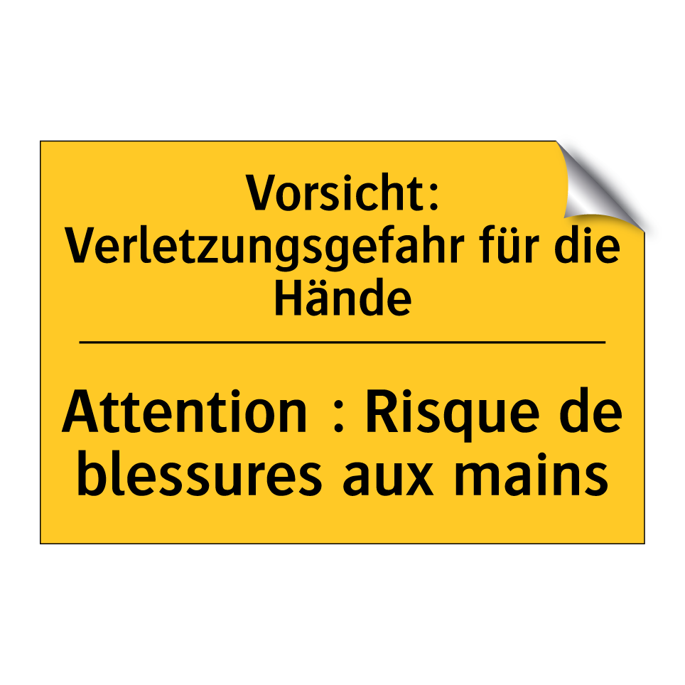 Vorsicht: Verletzungsgefahr für /.../ - Attention : Risque de blessures /.../