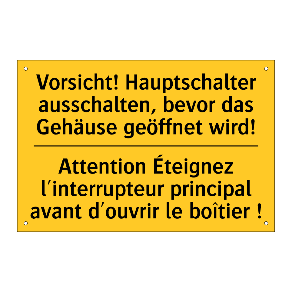 Vorsicht! Hauptschalter ausschalten, /.../ - Attention Éteignez l'interrupteur /.../