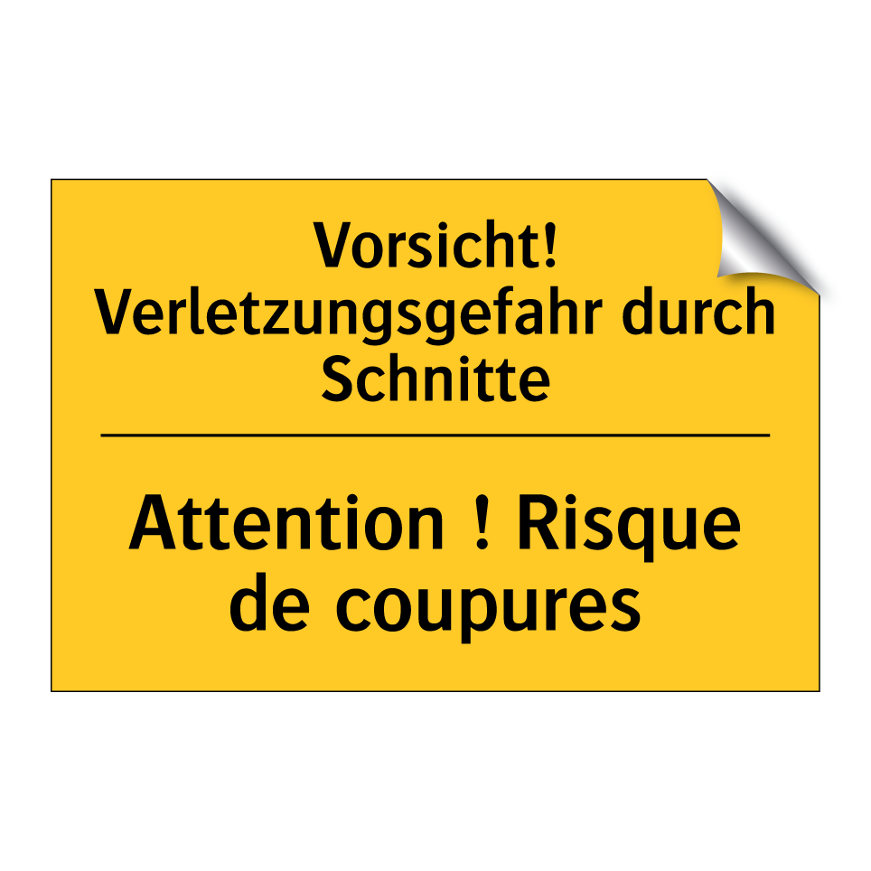 Vorsicht! Verletzungsgefahr durch /.../ - Attention ! Risque de coupures