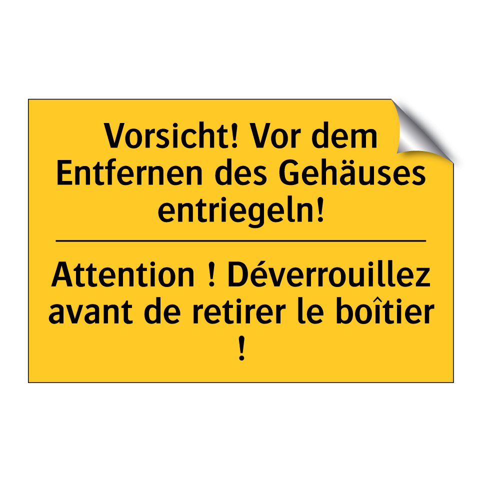 Vorsicht! Vor dem Entfernen des /.../ - Attention ! Déverrouillez avant /.../