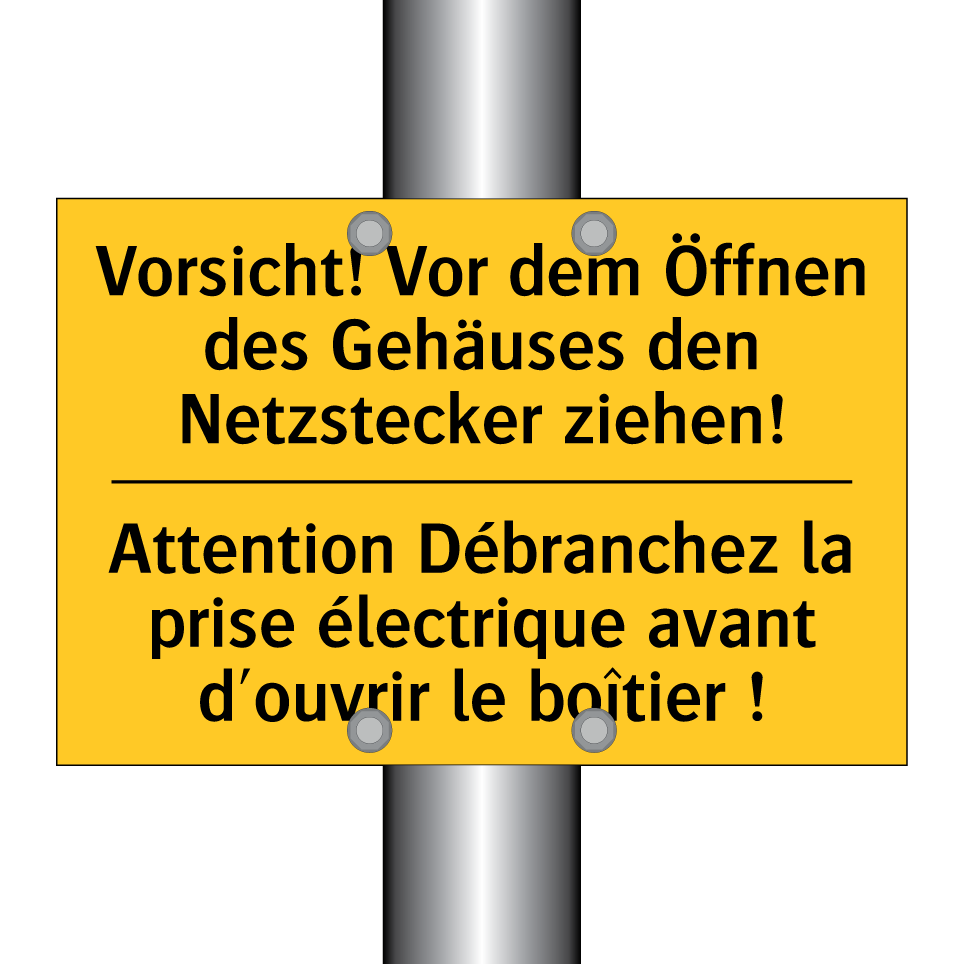 Vorsicht! Vor dem Öffnen des Gehäuses /.../ - Attention Débranchez la prise /.../