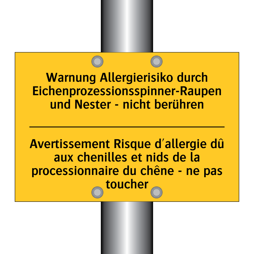 Warnung Allergierisiko durch Eichenprozessionsspinner-Raupen /.../ - Avertissement Risque d'allergie /.../