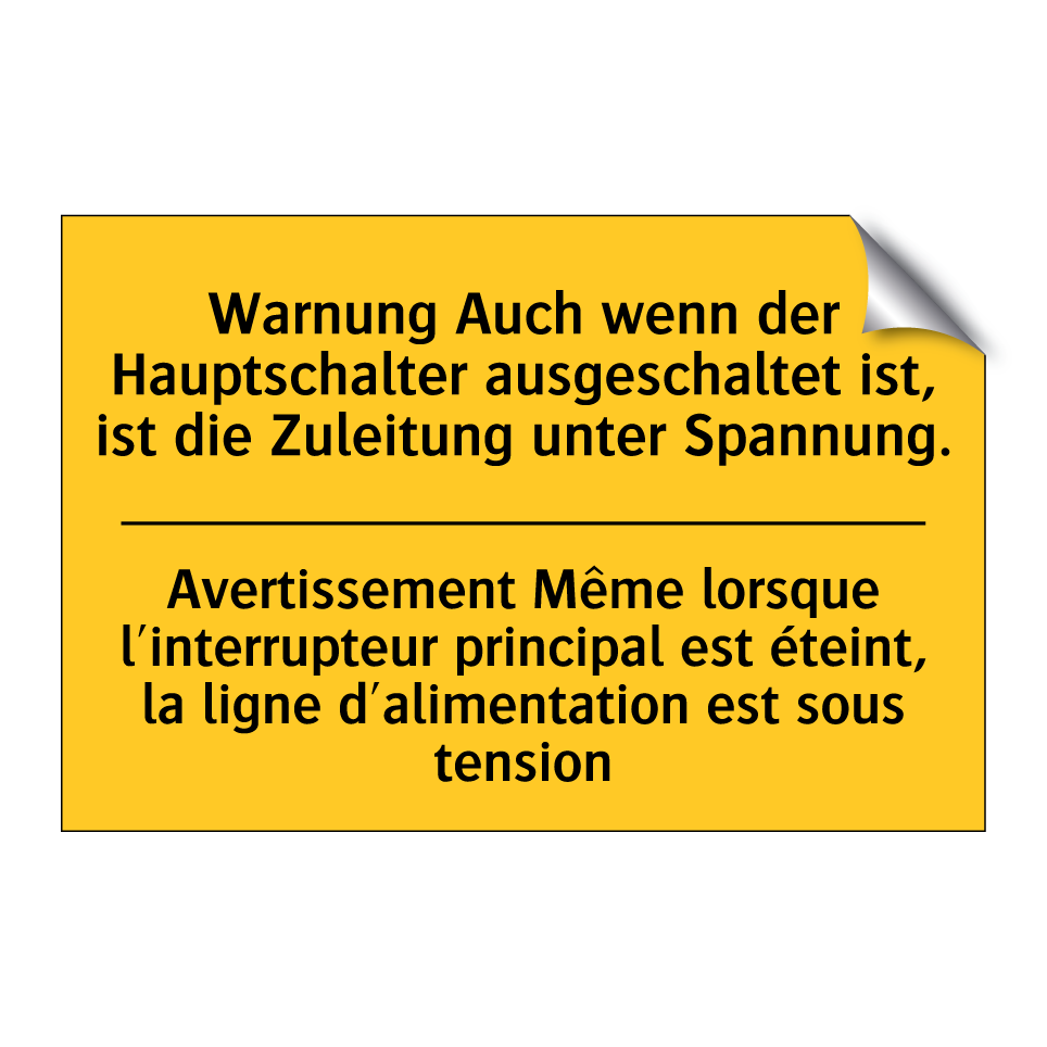Warnung Auch wenn der Hauptschalter /.../ - Avertissement Même lorsque l'interrupteur /.../
