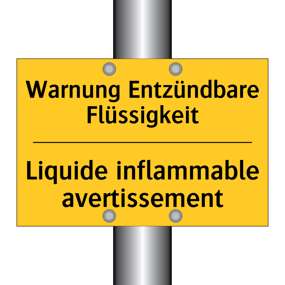 Warnung Entzündbare Flüssigkeit /.../ - Liquide inflammable avertissement /.../