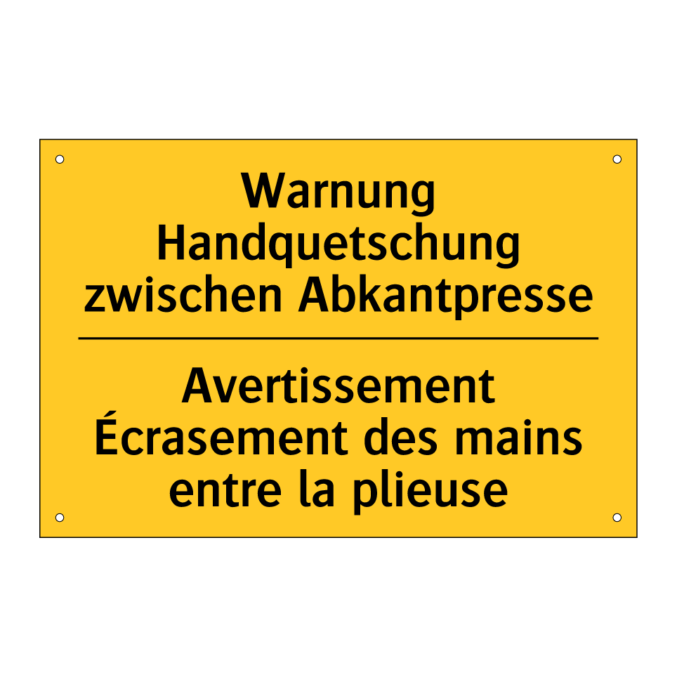 Warnung Handquetschung zwischen /.../ - Avertissement Écrasement des mains /.../