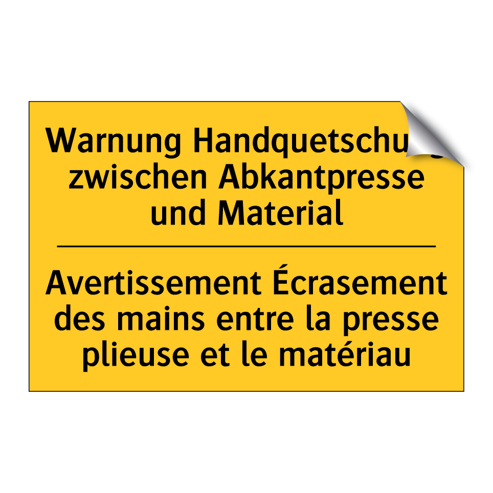 Warnung Handquetschung zwischen /.../ - Avertissement Écrasement des mains /.../