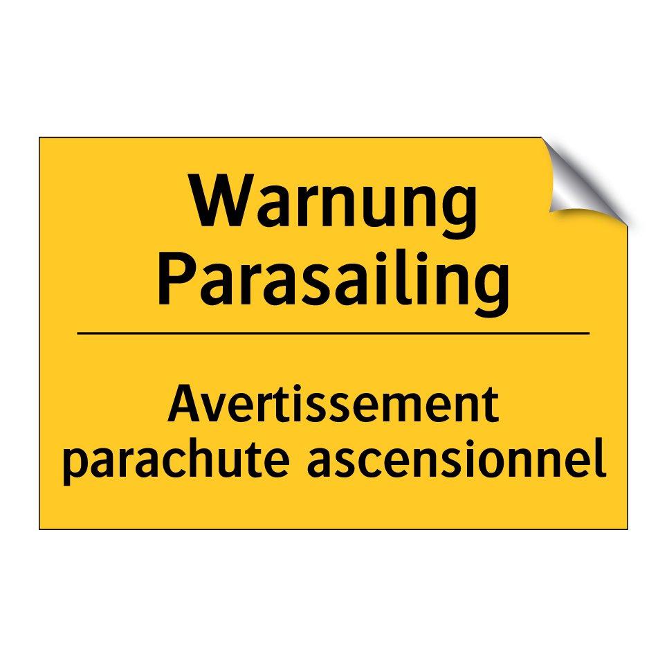 Warnung Parasailing - Avertissement parachute ascensionnel /.../