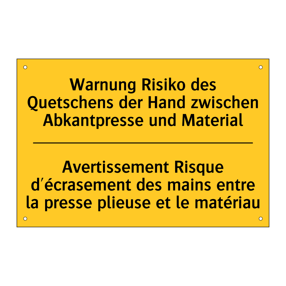 Warnung Risiko des Quetschens /.../ - Avertissement Risque d'écrasement /.../