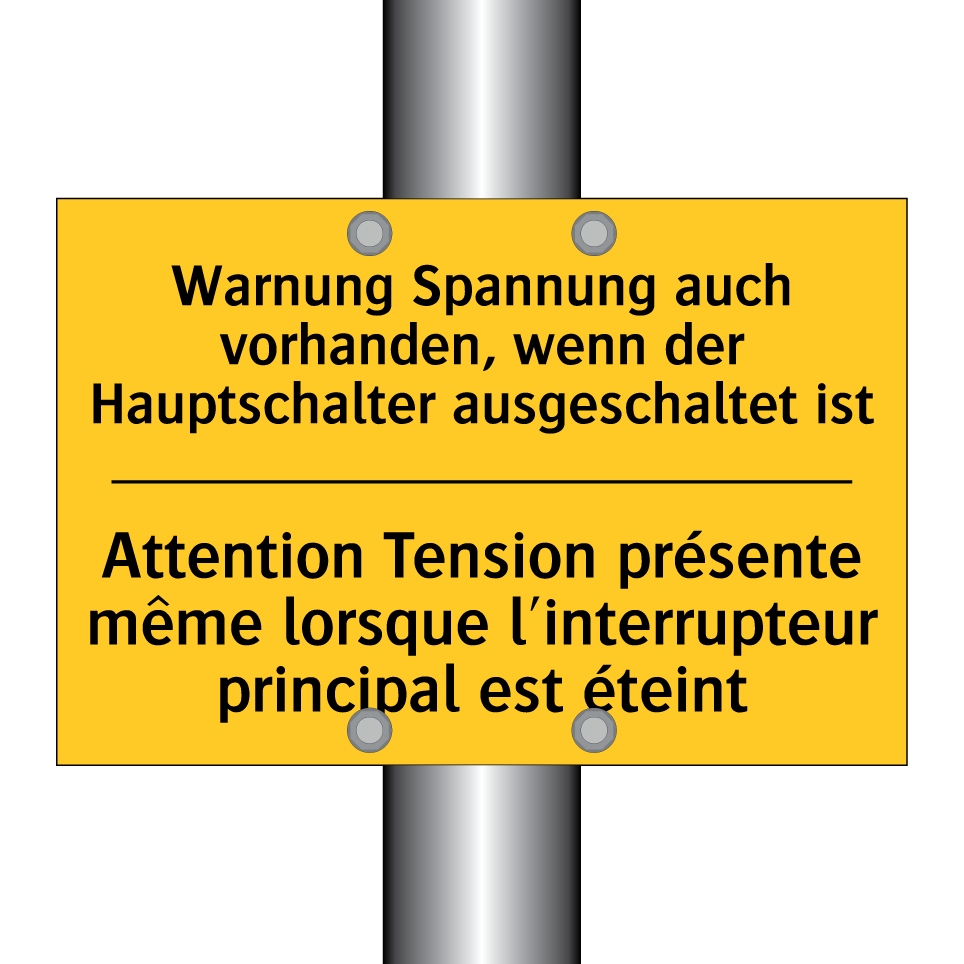Warnung Spannung auch vorhanden, /.../ - Attention Tension présente même /.../