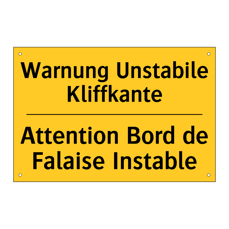 Warnung Unstabile Kliffkante - Attention Bord de Falaise Instable /.../