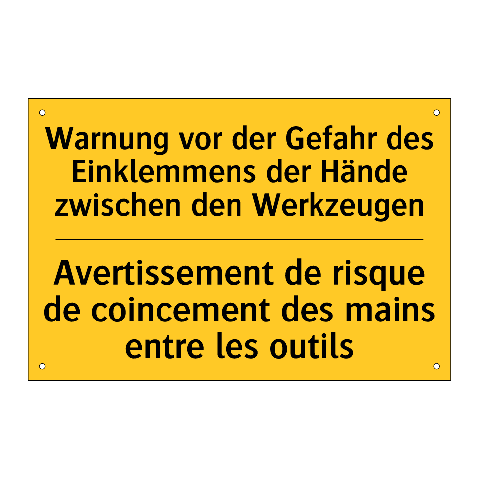 Warnung vor der Gefahr des Einklemmens /.../ - Avertissement de risque de coincement /.../