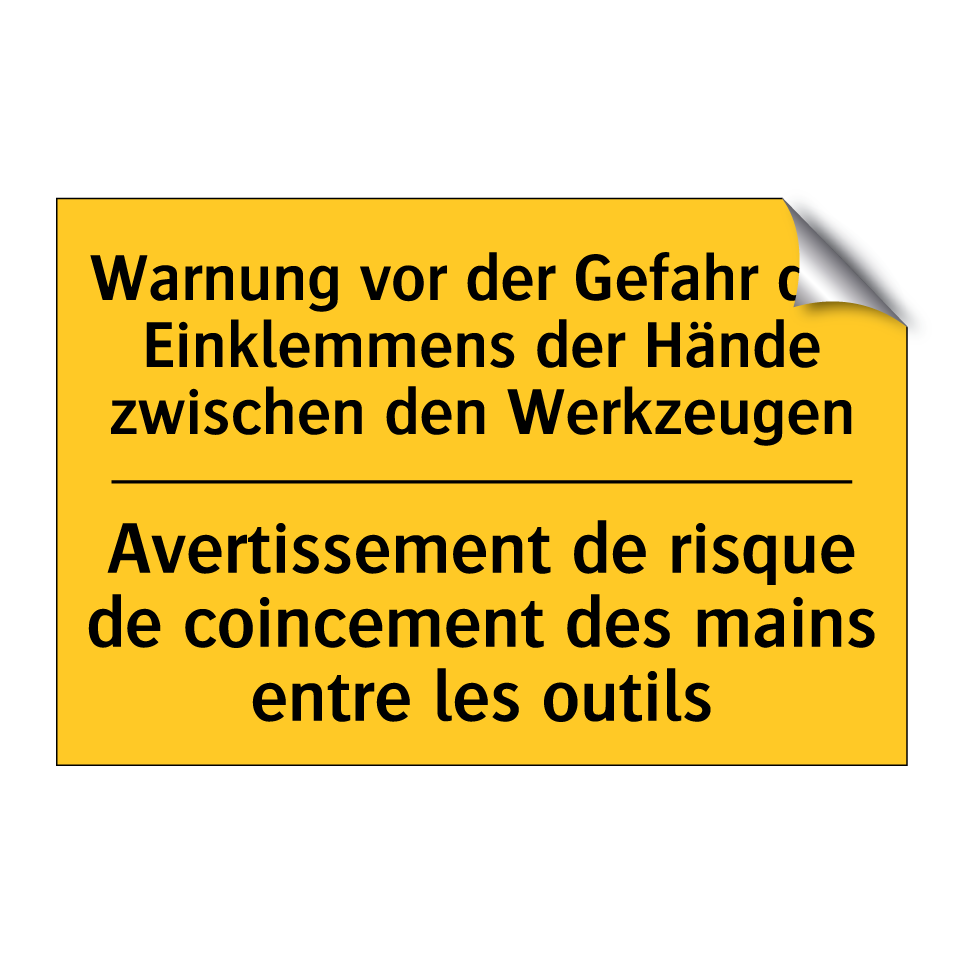 Warnung vor der Gefahr des Einklemmens /.../ - Avertissement de risque de coincement /.../