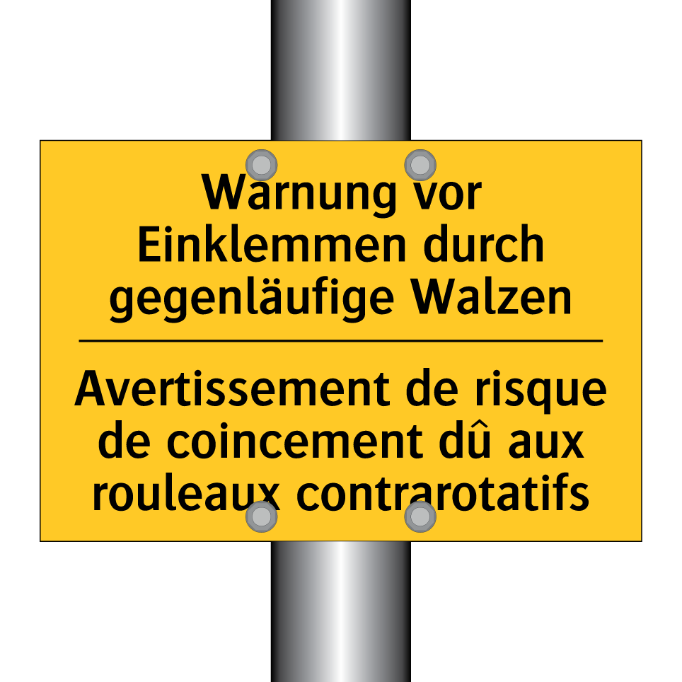Warnung vor Einklemmen durch gegenläufige /.../ - Avertissement de risque de coincement /.../