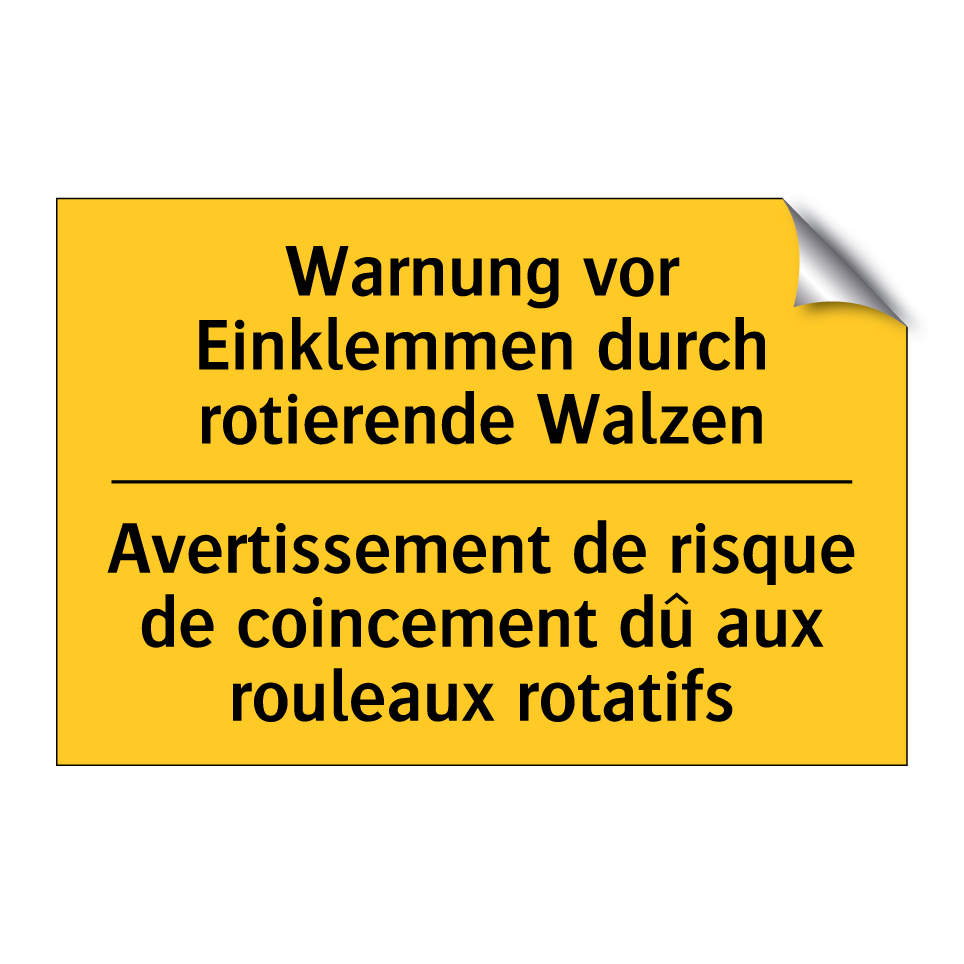 Warnung vor Einklemmen durch rotierende /.../ - Avertissement de risque de coincement /.../
