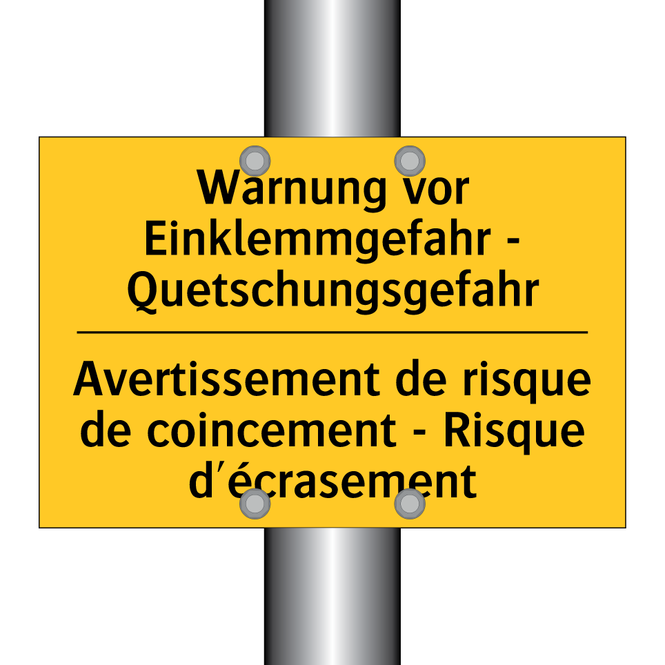 Warnung vor Einklemmgefahr - Quetschungsgefahr /.../ - Avertissement de risque de coincement /.../