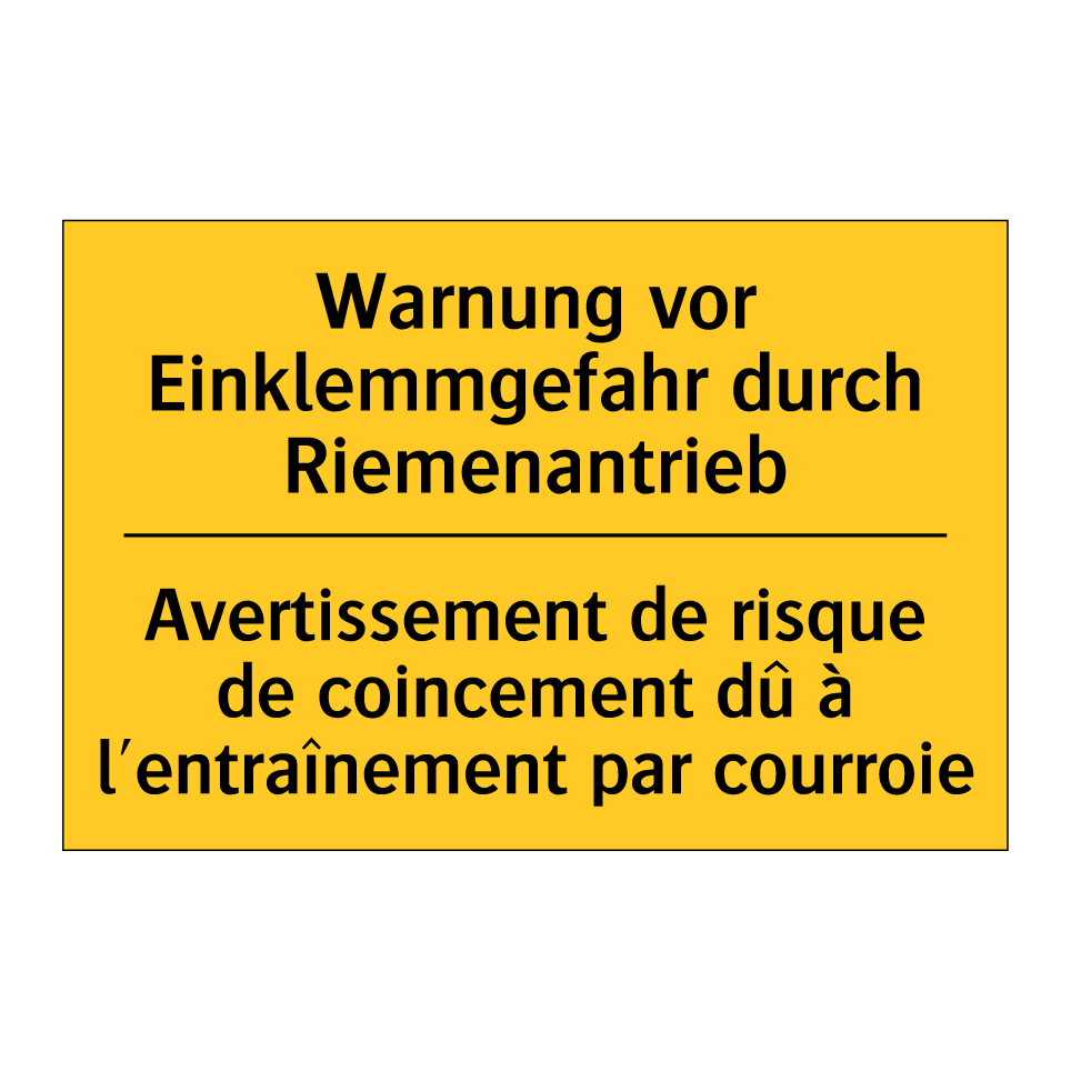 Warnung vor Einklemmgefahr durch /.../ - Avertissement de risque de coincement /.../