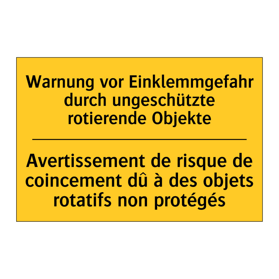 Warnung vor Einklemmgefahr durch /.../ - Avertissement de risque de coincement /.../