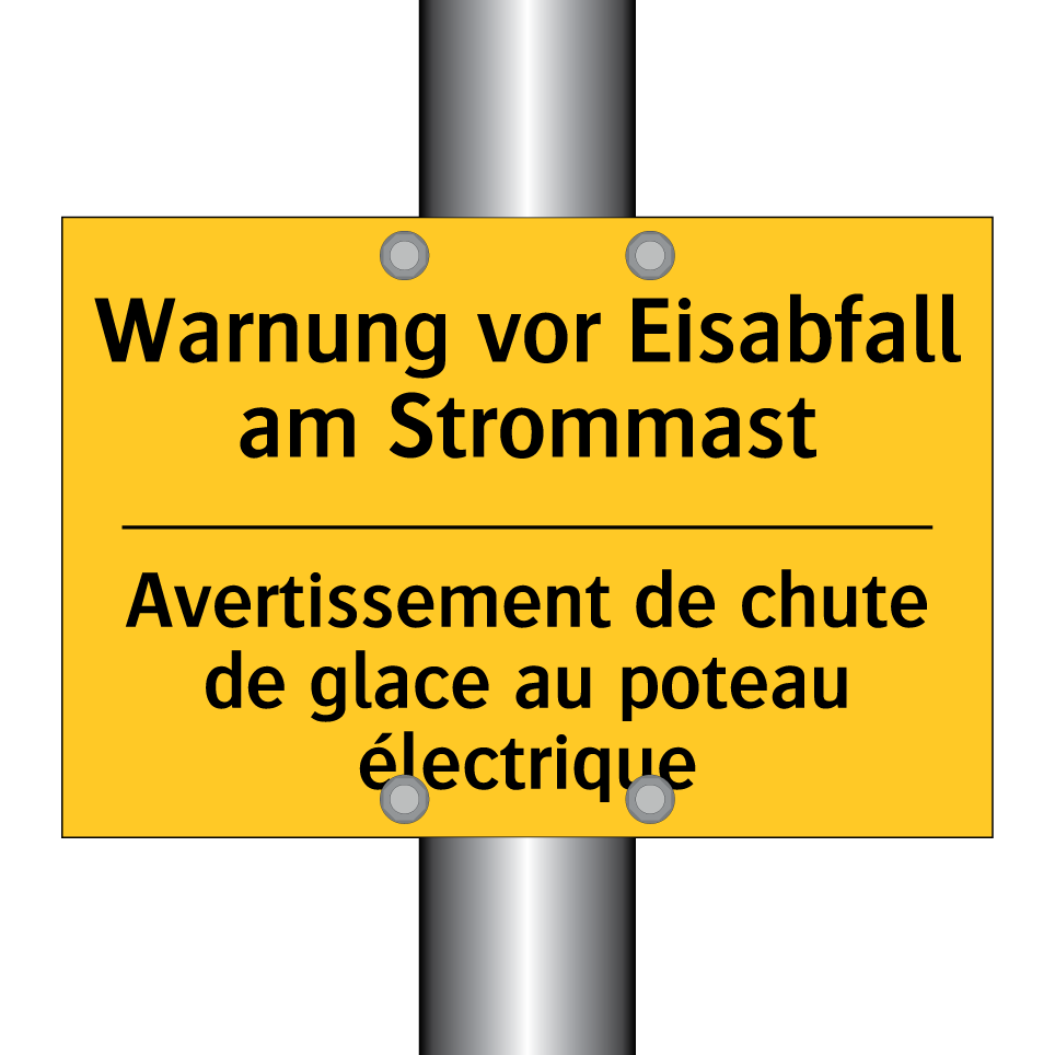 Warnung vor Eisabfall am Strommast /.../ - Avertissement de chute de glace /.../