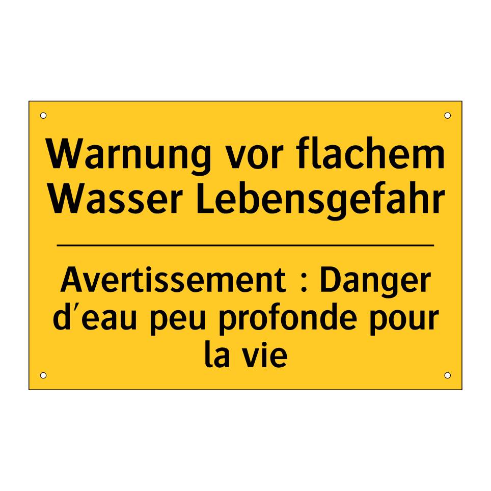 Warnung vor flachem Wasser Lebensgefahr /.../ - Avertissement : Danger d'eau peu /.../