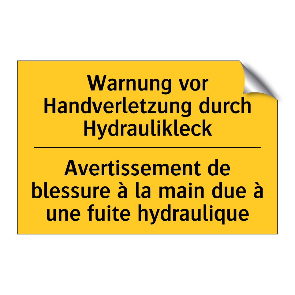 Warnung vor Handverletzung durch /.../ - Avertissement de blessure à la /.../