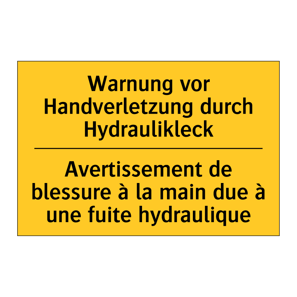 Warnung vor Handverletzung durch /.../ - Avertissement de blessure à la /.../