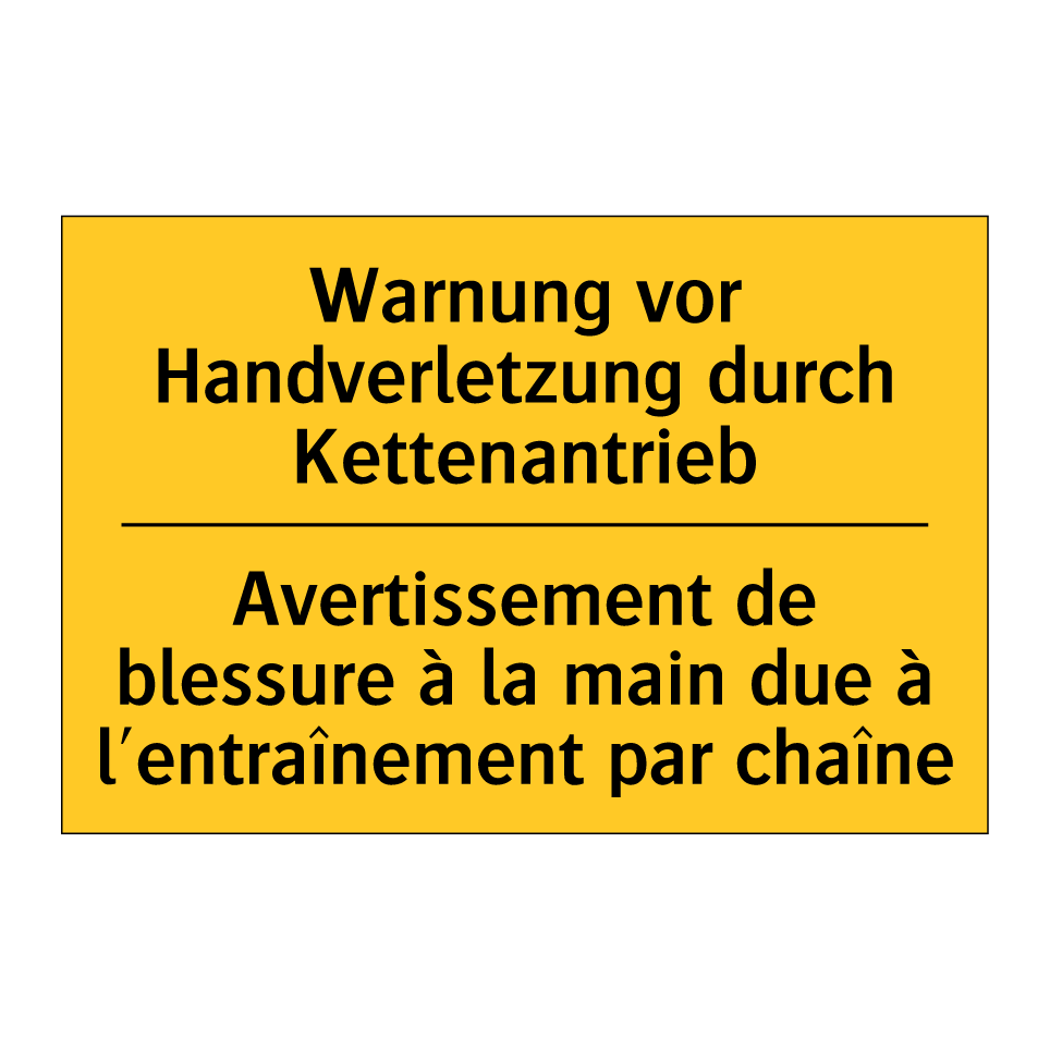 Warnung vor Handverletzung durch /.../ - Avertissement de blessure à la /.../