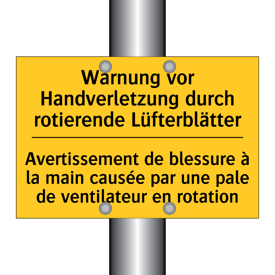 Warnung vor Handverletzung durch /.../ - Avertissement de blessure à la /.../
