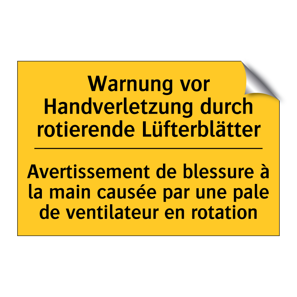 Warnung vor Handverletzung durch /.../ - Avertissement de blessure à la /.../