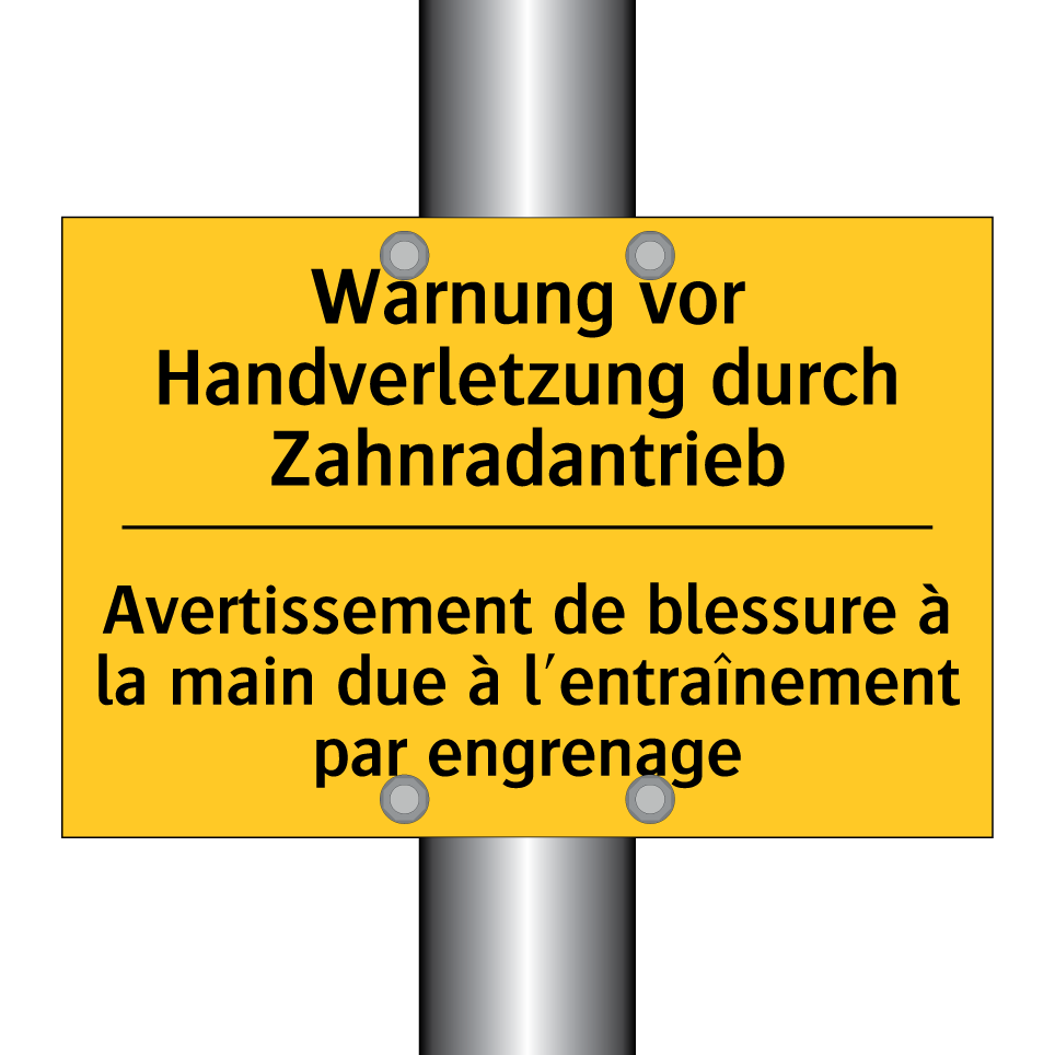 Warnung vor Handverletzung durch /.../ - Avertissement de blessure à la /.../