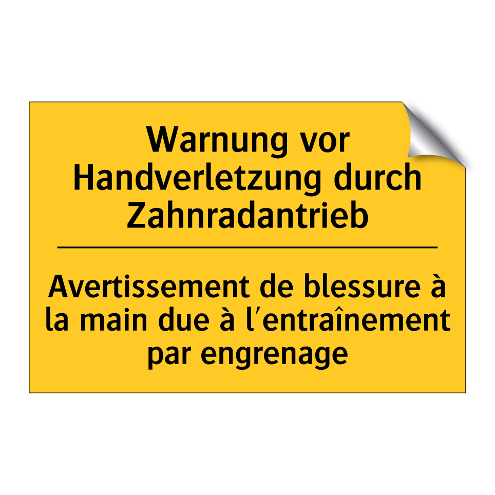 Warnung vor Handverletzung durch /.../ - Avertissement de blessure à la /.../
