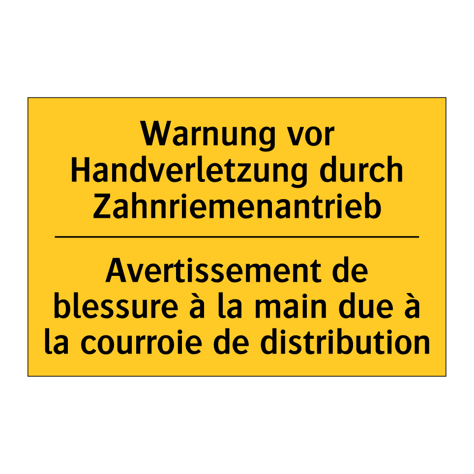 Warnung vor Handverletzung durch /.../ - Avertissement de blessure à la /.../