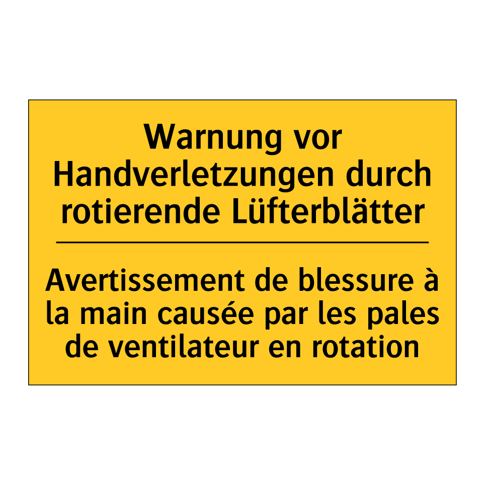 Warnung vor Handverletzungen durch /.../ - Avertissement de blessure à la /.../