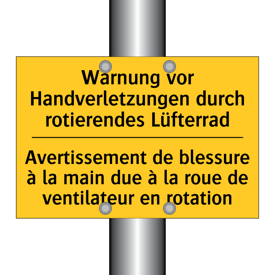 Warnung vor Handverletzungen durch /.../ - Avertissement de blessure à la /.../