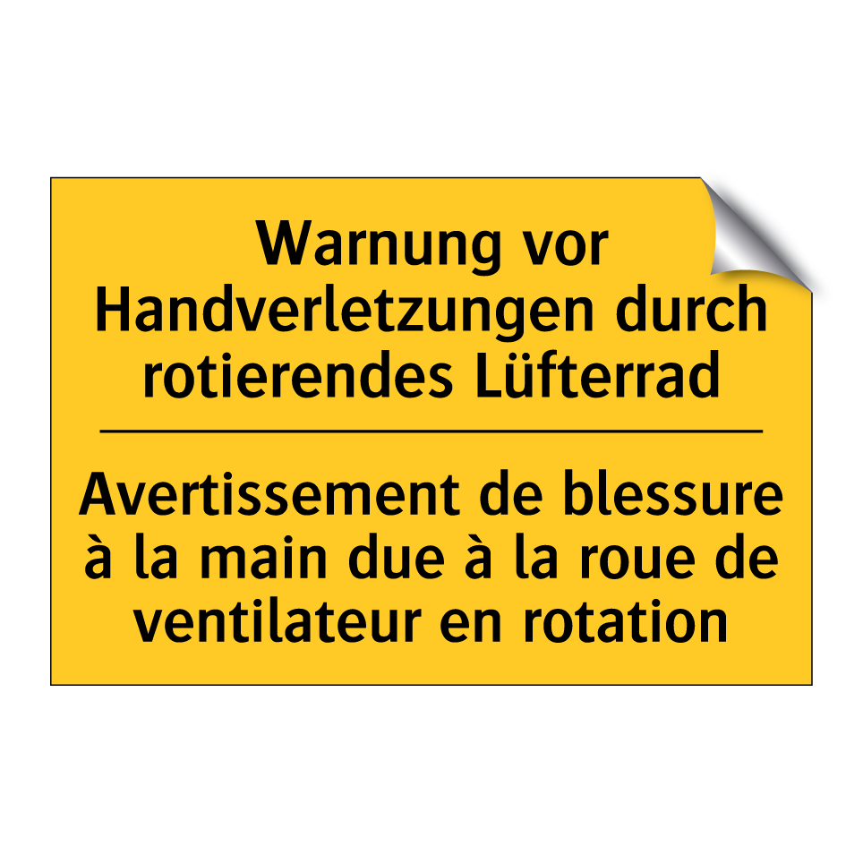 Warnung vor Handverletzungen durch /.../ - Avertissement de blessure à la /.../