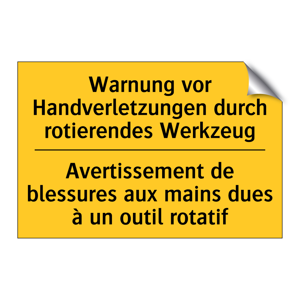 Warnung vor Handverletzungen durch /.../ - Avertissement de blessures aux /.../