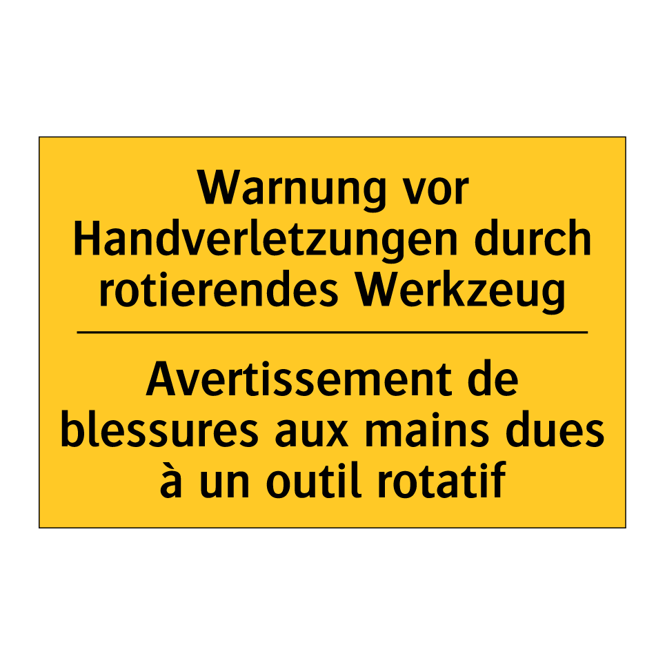 Warnung vor Handverletzungen durch /.../ - Avertissement de blessures aux /.../