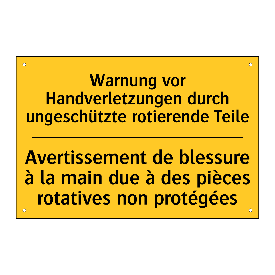 Warnung vor Handverletzungen durch /.../ - Avertissement de blessure à la /.../