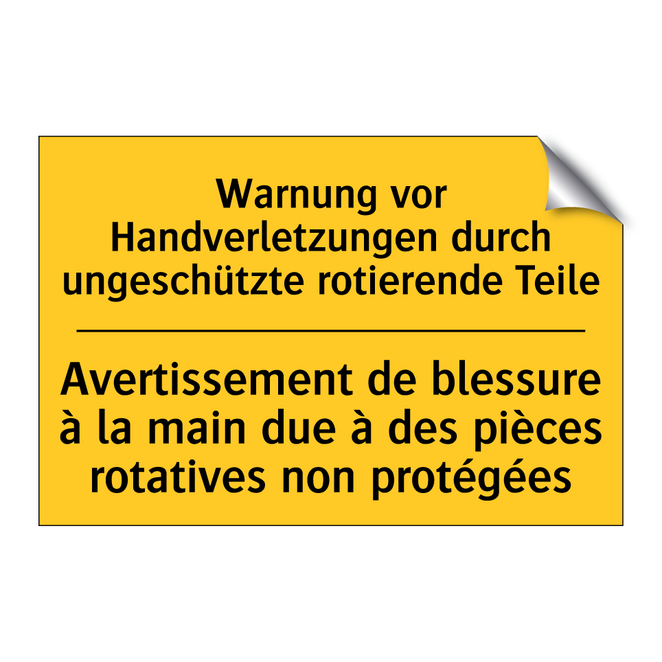 Warnung vor Handverletzungen durch /.../ - Avertissement de blessure à la /.../