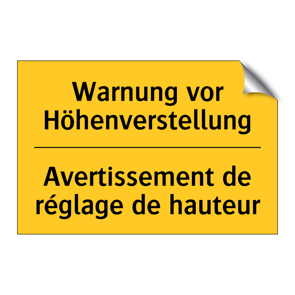 Warnung vor Höhenverstellung - Avertissement de réglage de hauteur /.../