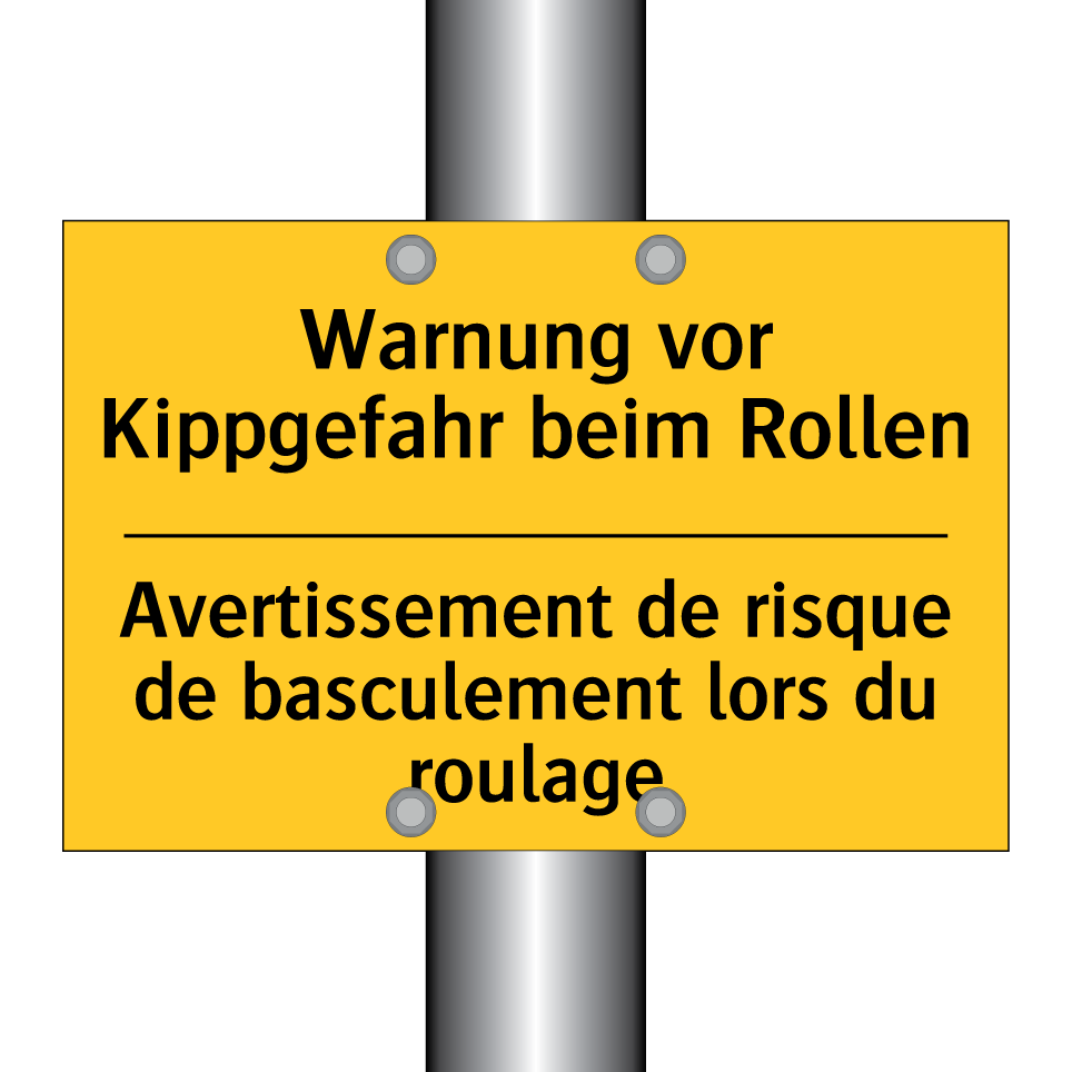 Warnung vor Kippgefahr beim Rollen /.../ - Avertissement de risque de basculement /.../