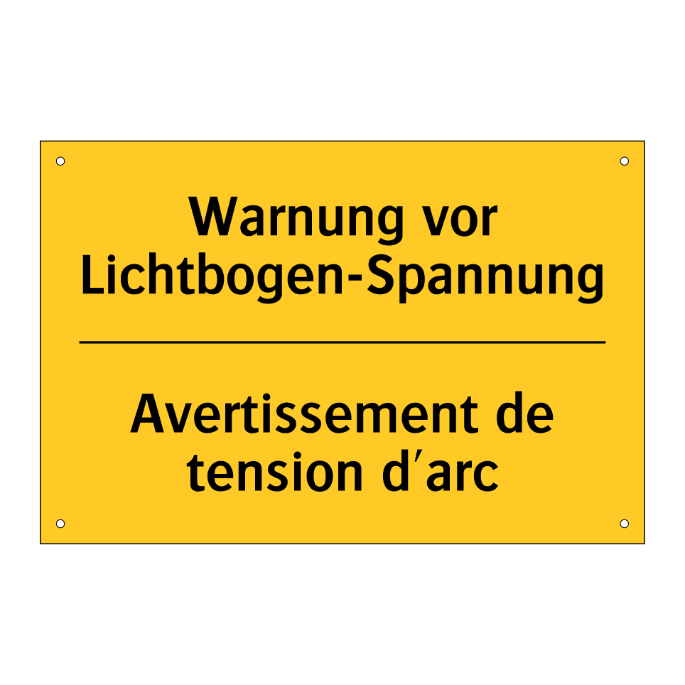 Warnung vor Lichtbogen-Spannung /.../ - Avertissement de tension d'arc