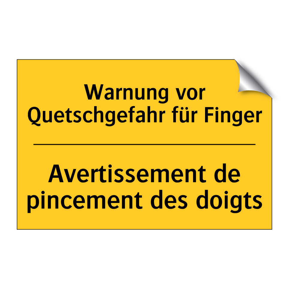 Warnung vor Quetschgefahr für /.../ - Avertissement de pincement des /.../